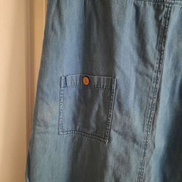 Vintage 90s J.G. Hook Midi Dress Womens Large Blue Denim Pinafore Jumper Modest - Picture 4 of 11
